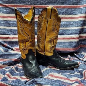 JUSTIN Women's Cowboy Western Boots Soft Black Tan Leather